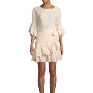 ASTR Suri 3/4-Bell-Sleeve Ruffled Wrap Dress